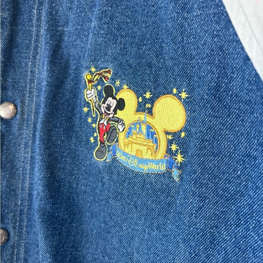 Walt Disney World Denim Jacket M Adult Happiest Celebration Earth Blue Gray Coat - Picture 3 of 7